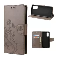 For Samsung Galaxy S20 FE/S20 Fan Edition/S20 FE 5G/S20 Fan Edition 5G/S20 Lite Butterfly Pattern Imprinting Stand Leather Wallet Phone Cover Shell - Grey