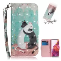 For Samsung Galaxy S20 FE/S20 Fan Edition/S20 FE 5G/S20 Fan Edition 5G/S20 Lite Light Spot Decor Pattern Printing Wallet Stand Leather Phone Case with Strap - Two Cats