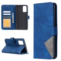 BF05 Geometric Texture Leather Unique Case for Samsung Galaxy Note20 4G/5G - Blue