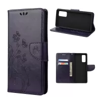 For Samsung Galaxy S20 FE/S20 Fan Edition/S20 FE 5G/S20 Fan Edition 5G/S20 Lite Butterfly Pattern Imprinting Stand Leather Wallet Phone Cover Shell - Dark Purple