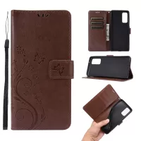 Butterfly Flower Imprinting Leather Wallet Case for Samsung Galaxy S20 FE/S20 Fan Edition/S20 FE 5G/S20 Fan Edition 5G/S20 Lite - Brown