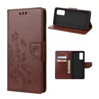 For Samsung Galaxy S20 FE/S20 Fan Edition/S20 FE 5G/S20 Fan Edition 5G/S20 Lite Butterfly Pattern Imprinting Stand Leather Wallet Phone Cover Shell - Brown