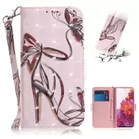 For Samsung Galaxy S20 FE/S20 Fan Edition/S20 FE 5G/S20 Fan Edition 5G/S20 Lite Light Spot Decor Pattern Printing Wallet Stand Leather Phone Case with Strap - High-heeled Shoe