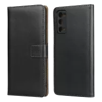 Split Leather Shell Wallet Stand Mobile Phone Cover for Samsung Galaxy S20 FE/S20 Fan Edition/S20 FE 5G/S20 Fan Edition 5G/S20 Lite - Black