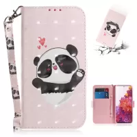 For Samsung Galaxy S20 FE/S20 Fan Edition/S20 FE 5G/S20 Fan Edition 5G/S20 Lite Light Spot Decor Pattern Printing Wallet Stand Leather Phone Case with Strap - Panda