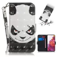 For Samsung Galaxy S20 FE/S20 Fan Edition/S20 FE 5G/S20 Fan Edition 5G/S20 Lite Light Spot Decor Pattern Printing Wallet Stand Leather Phone Case with Strap - Angry Panda