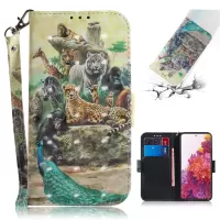 Light Spot Decor Pattern Printing Wallet Stand Leather Phone Case with Strap for Samsung Galaxy S20 FE/S20 Fan Edition/S20 FE 5G/S20 Fan Edition 5G/S20 Lite - Animals