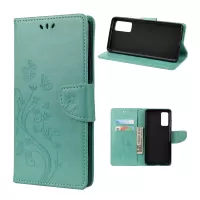 For Samsung Galaxy S20 FE/S20 Fan Edition/S20 FE 5G/S20 Fan Edition 5G/S20 Lite Butterfly Pattern Imprinting Stand Leather Wallet Phone Cover Shell - Green