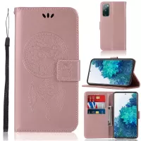 For Samsung Galaxy S20 FE/S20 Fan Edition/S20 FE 5G/S20 Fan Edition 5G/S20 Lite Imprinted Dream Catcher Owl Leather Wallet Case - Rose Gold