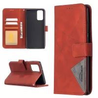 BF05 Geometric Texture Leather Unique Case for Samsung Galaxy Note20 4G/5G - Red