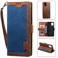 For Samsung Galaxy S20 FE/S20 Fan Edition/S20 FE 5G/S20 Fan Edition 5G/S20 Lite Vintage Splicing Style Wallet Stand Leather Cover Case - Blue