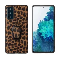 PU Leather Coated Phone Cover Shell + Ring-Shape Kickstand for Samsung Galaxy S20 FE/S20 Fan Edition/S20 FE 5G/S20 Fan Edition 5G/S20 Lite - Leopard Texture