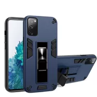 Anti-scratch Hidden Bracket TPU + PC Phone Case [Built-in Magnetic Metal Sheet] for Samsung Galaxy S20 FE 4G/FE 5G/S20 Lite - Blue