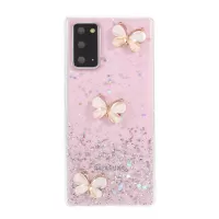 3D Butterfly Rhinestone Decor Epoxy TPU Cover for Samsung Galaxy Note20 4G/5G - Pink