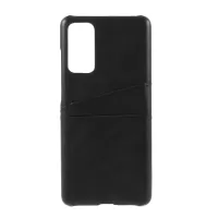 Double Card Slots PU Leather Coated PC Cover for Samsung Galaxy S20 FE/S20 Fan Edition/S20 FE 5G/S20 Fan Edition 5G/S20 Lite Black