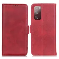Anti-scratch Shockproof Magnetic Clasp Leather Phone Case Shell for Samsung Galaxy S20 FE/S20 Fan Edition/S20 FE 5G/S20 Fan Edition 5G/S20 Lite - Red