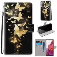 Anti-Drop Wallet Stand Case Pattern Printing Shell for Samsung Galaxy S20 FE/S20 Fan Edition/S20 FE 5G/S20 Fan Edition 5G/S20 Lite - Golden Butterflies