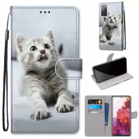 Anti-Drop Wallet Stand Case Pattern Printing Shell for Samsung Galaxy S20 FE/S20 Fan Edition/S20 FE 5G/S20 Fan Edition 5G/S20 Lite - Cat