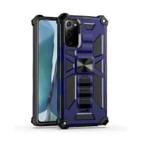 Kickstand Armor PC TPU Cover with Magnetic Metal Sheet for Samsung Galaxy Note20 4G/5G - Blue