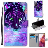 Anti-Drop Wallet Stand Case Pattern Printing Shell for Samsung Galaxy S20 FE/S20 Fan Edition/S20 FE 5G/S20 Fan Edition 5G/S20 Lite - Tiger