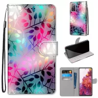 Anti-Drop Wallet Stand Case Pattern Printing Shell for Samsung Galaxy S20 FE/S20 Fan Edition/S20 FE 5G/S20 Fan Edition 5G/S20 Lite - Colorful Leaves