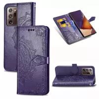 Embossed Mandala Flower Leather Case with Wallet Stand for Samsung Galaxy Note20 Ultra 5G / Galaxy Note20 Ultra - Purple