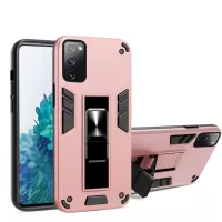 Anti-scratch Hidden Bracket TPU + PC Phone Case [Built-in Magnetic Metal Sheet] for Samsung Galaxy S20 FE 4G/FE 5G/S20 Lite - Rose Gold