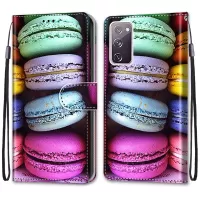 Pattern Printing Phone Case for Samsung Galaxy S20 FE/S20 Fan Edition/S20 FE 5G/S20 Fan Edition 5G/S20 Lite, PU Leather Stand Flip Wallet Cover - Macarons