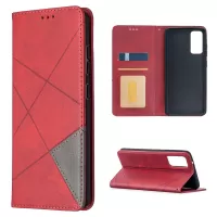 Geometric Pattern Leather Stand Case with Card Slots for Samsung Galaxy S20 FE/S20 Fan Edition/S20 FE 5G/S20 Fan Edition 5G/S20 Lite - Red