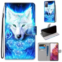 Anti-Drop Wallet Stand Case Pattern Printing Shell for Samsung Galaxy S20 FE/S20 Fan Edition/S20 FE 5G/S20 Fan Edition 5G/S20 Lite - White Wolf