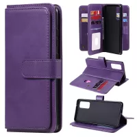 For Samsung Galaxy S20 FE/S20 Fan Edition/S20 FE 5G/S20 Fan Edition 5G/S20 Lite KT Multi-functional Series-1 New Arrival Leather Cover Shell with KT Multi-functional Series-1 10 Card Slots - Purple