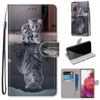 Anti-Drop Wallet Stand Case Pattern Printing Shell for Samsung Galaxy S20 FE/S20 Fan Edition/S20 FE 5G/S20 Fan Edition 5G/S20 Lite - Cat and Tiger