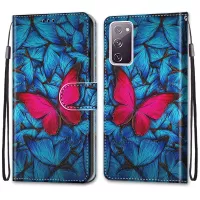 Pattern Printing Phone Case for Samsung Galaxy S20 FE/S20 Fan Edition/S20 FE 5G/S20 Fan Edition 5G/S20 Lite, PU Leather Stand Flip Wallet Cover - Red Flower