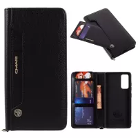 CMAI2 TPU + PU Leather Wallet Phone Stand Cover Case for Samsung Galaxy S20 FE/S20 Fan Edition/S20 FE 5G/S20 Fan Edition 5G/S20 Lite - Black