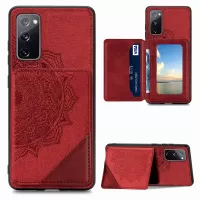 Mandala Flower Pattern PU Leather+TPU Flip Wallet Phone Case for Samsung Galaxy S20 FE 4G/FE 5G/S20 Lite  - Red