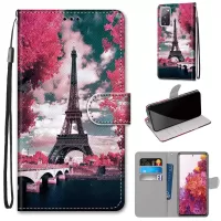 Anti-Drop Wallet Stand Case Pattern Printing Shell for Samsung Galaxy S20 FE/S20 Fan Edition/S20 FE 5G/S20 Fan Edition 5G/S20 Lite - Eiffel Tower