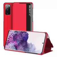 View Window Flip Leather Stand Phone Shell for Samsung Galaxy S20 FE/S20 Fan Edition/S20 FE 5G/S20 Fan Edition 5G/S20 Lite PU Leather + PC Bottom Case Dual Protection - Red