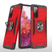 2-in-1 TPU + PC + Metal Cover Case with Metal Sheet + Ring Kickstand for Samsung Galaxy S20 FE/S20 Fan Edition/S20 FE 5G/S20 Fan Edition 5G/S20 Lite - Red