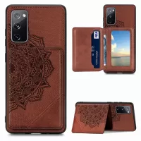 Mandala Flower Pattern PU Leather+TPU Flip Wallet Phone Case for Samsung Galaxy S20 FE 4G/FE 5G/S20 Lite  - Brown