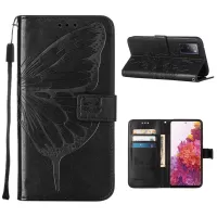 Imprint Butterflies Flower Wallet Stand Leather Case for Samsung Galaxy S20 FE 5G/Fan Edition 5G/S20 FE/Fan Edition/S20 Lite - Black