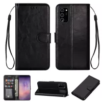 Solid Color Crazy Horse Skin Leather Cover for Samsung Galaxy Note20/Note20 5G - Black