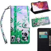 Light Spot Decor Pattern Printing Wallet Stand Leather Cover Case for Samsung Galaxy S20 FE 4G/5G/S20 Lite - Panda