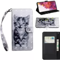 Light Spot Decor Pattern Printing Wallet Stand Leather Cover Case for Samsung Galaxy S20 FE 4G/5G/S20 Lite - Cat