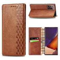 Auto-Absorbed Diamond Effect Leather Phone Cover Case for Samsung Galaxy Note 20 Ultra/Note 20 Ultra 5G - Brown