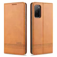 AZNS Auto-absorbed Leather Wallet Case for Samsung Galaxy S20 FE/S20 Fan Edition/S20 FE 5G/S20 Fan Edition 5G/S20 Lite - Brown