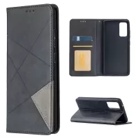Geometric Pattern Leather Stand Case with Card Slots for Samsung Galaxy S20 FE/S20 Fan Edition/S20 FE 5G/S20 Fan Edition 5G/S20 Lite - Black