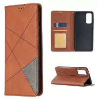 Geometric Pattern Leather Stand Case with Card Slots for Samsung Galaxy S20 FE/S20 Fan Edition/S20 FE 5G/S20 Fan Edition 5G/S20 Lite - Coffee
