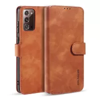 DG.MING Vintage PU Leather Wallet Stand Case for Samsung Galaxy Note20 4G/5G - Brown