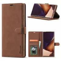 FORWENW F1 Series Leather Wallet Stand Cover Case for Samsung Galaxy Note20 4G/5G - Brown