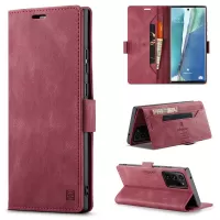 AUTSPACE A01 Series RFID Blocking Retro Matte Leather Wallet Cover for Samsung Galaxy Note20 Ultra/Note20 Ultra 5G - Red